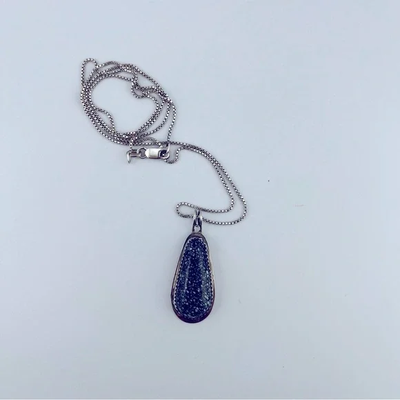 Spiderweb Kingman Turquoise Sterling Silver Pendant 22” Necklace 925 - Picture 2 of 10